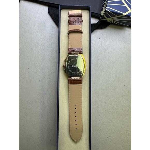 Stauer Men´s Cognac Tonneau Swiss Watch Chronograph Brown Leather Strap Working main image 7